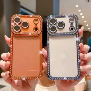Bling Shockproof Clear Case For iPhone 17 Series Glass Lens Protection Shiny Glitter Diamond Transparent Soft Cover