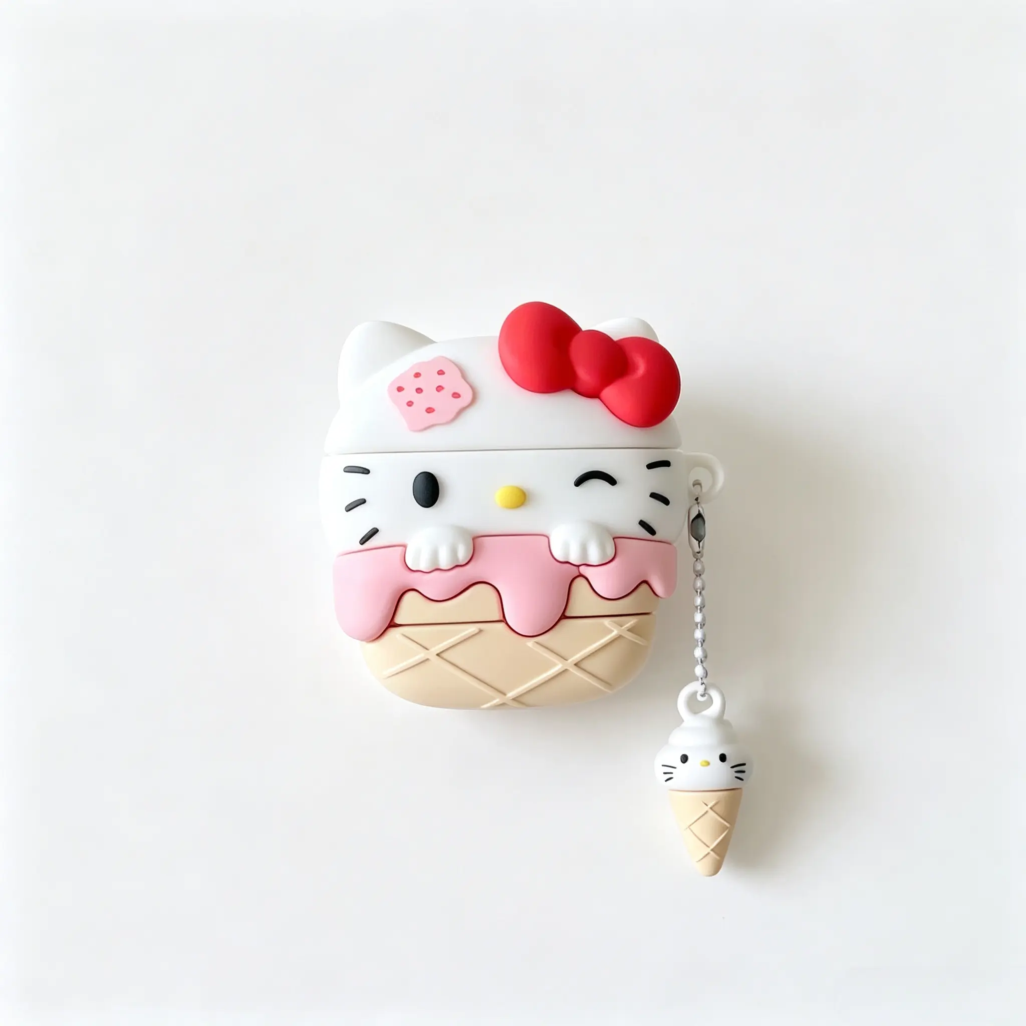 Sanrio Hello Kitty Adorable Ice‑Cone Shape Earphone Shell, Portable Wireless Earbuds Protective Case With Pendant, Teen Sanrio‑Lover Must‑Have