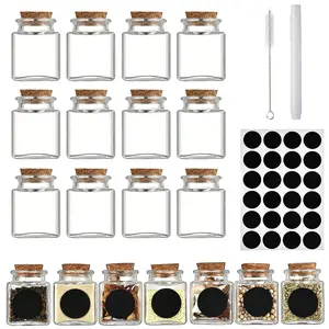 24/48 Square Glass Bottles with Lids, Mini Glass Jars, Multi-Functional Small Storage Containers for Candy, Essential Oils, DIY Crafts, Gifts