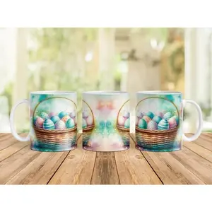 Easter Egg Basket 11oz 15oz Mug, Spring Gift For Her, Easter Coffee Lover Gift, Ceramic Coffee Cup