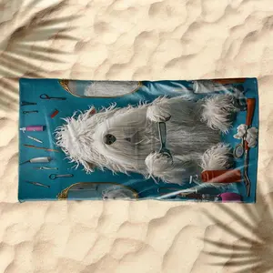 1 piece Grooming Preparation for Fluffy Long-haired Dogs themed beach towel - Lightweight Portable Beach Towel, Upgraded Fiber Material, suitable for Home, Travel, Gift, Modern Pattern Style, Machine Washable, Brings a Refreshing Summer