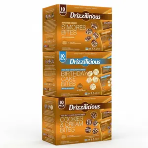 Drizzilicious 30-Pack Mini Snack Bags – Cookies & Cream, S’mores & Birthday Cake – Gluten-Free, Vegan, 90 Calorie Rice Crisps