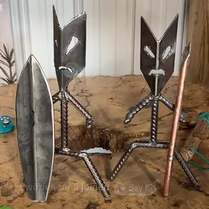Tiki Warriors - Metal Tiki Figures with Sword & Shield, Decorative Design, Solid steel fabrication.