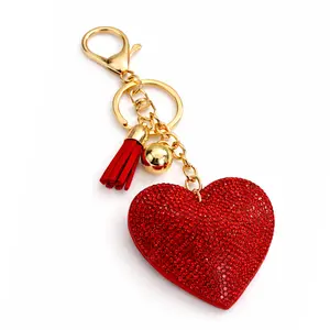 Biddlebee Red Shimmer Heart Charm | Crystal Heart with Mini Tassel & Gold Ball | Hive Charm for Tumblers & Bags