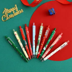 10pcs Christmas Gift Cartoon Click Pens, Neutral Ink Writing Tools, Ideal Student Rewards & Holiday Stationery Supplies