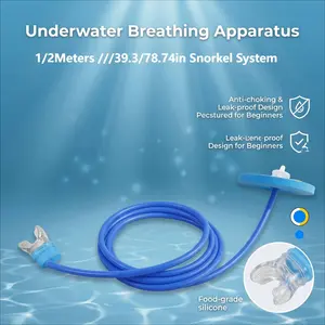 39/78 Inch Underwater Breathing Tube, Silicone Oxygen Supply Device, Leak-Proof Training Equipment, Deep Water Oxygen Supply Tool for Beginners & Adults