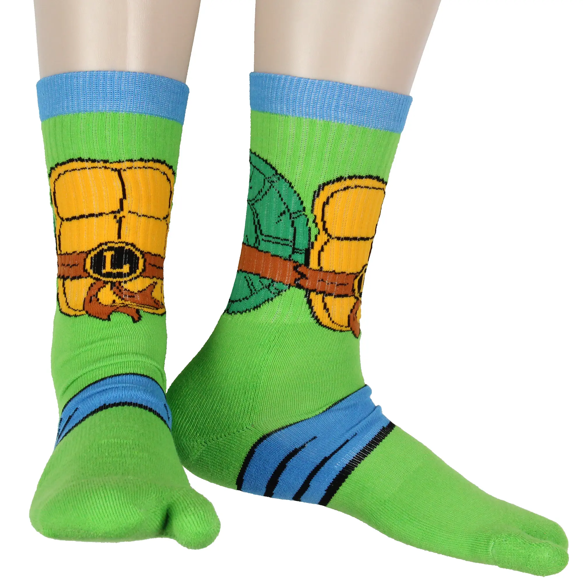 Teenage Mutant Ninja Turtles Men's Split Toe Adult Costume Mid-Calf Crew Socks Fits Sock Size 10-13