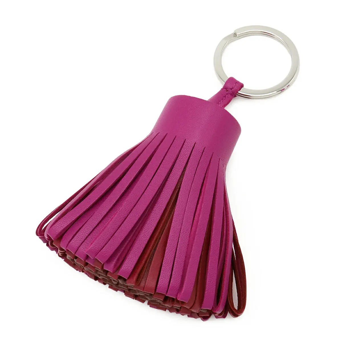 Pre-owned HERMÈS Lambskin Small Leather Goods Hermes Carmen Tricolore Tassel Keyring