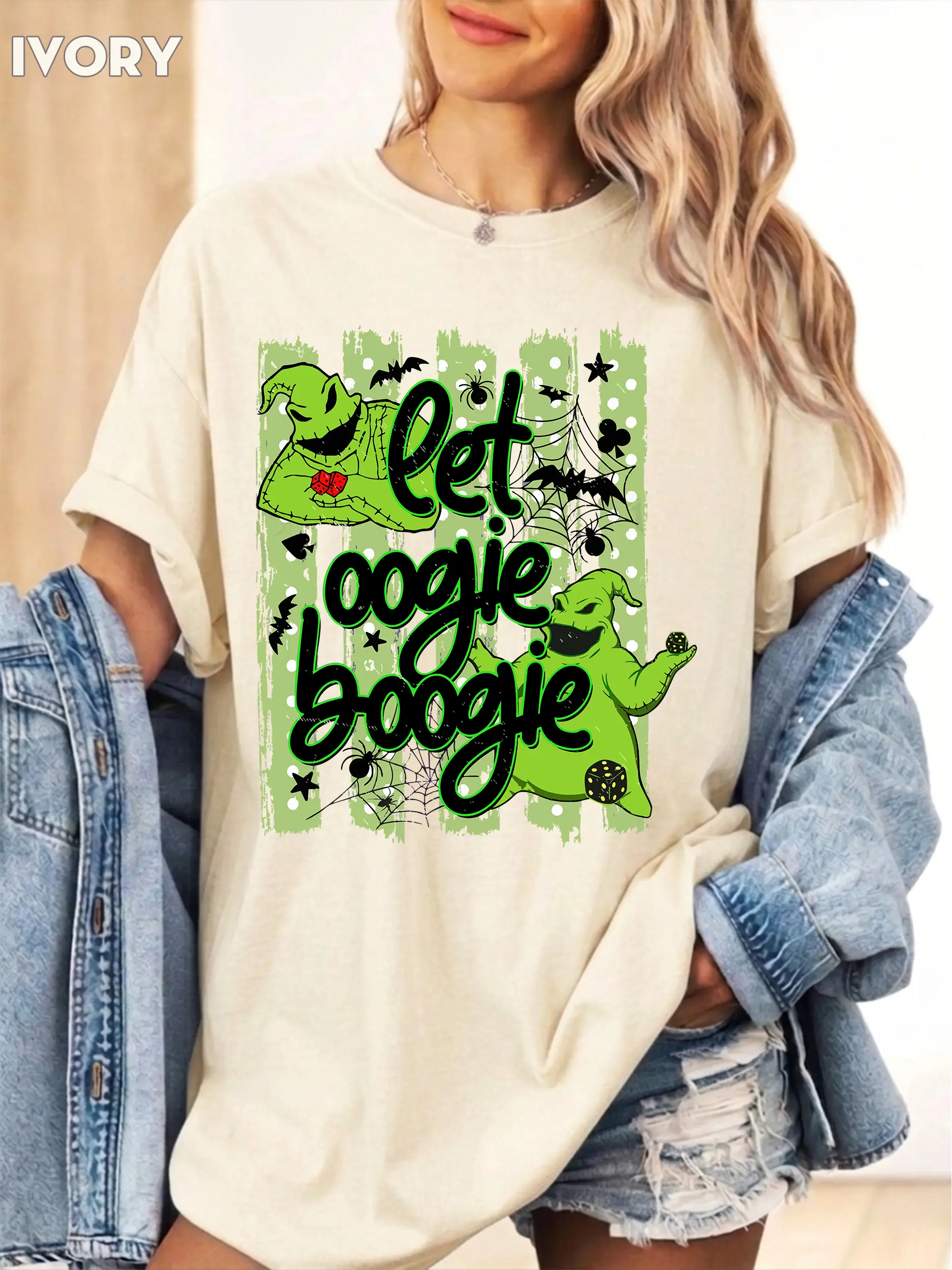 Comfort Colors Retro Stripes Halloween Character Let's Oogie Boogie Shirt, Preppy Funny Horror Movies Halloween Tee