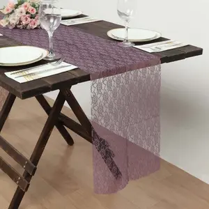 Floral Lace 12"x108" Table Runner Violet Amethyst - Stylish Vintage Table Decor