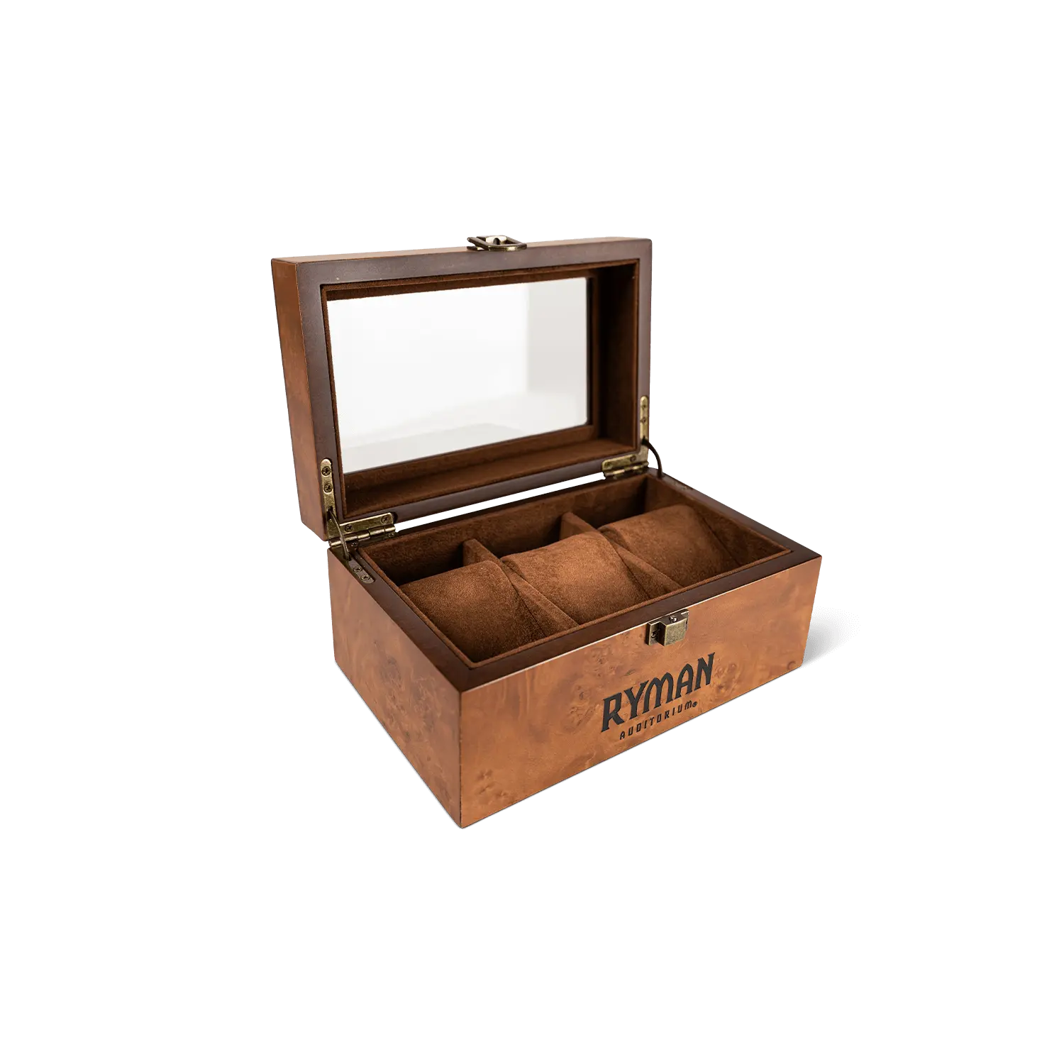 Original Grain Ryman 3 Watch Holder, Burlwood Display Stand and Storage Organizer, Fashion Watch Accessories, 3 Watch Holders