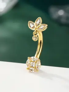 14 Gauge Cute Belly Button Ring for Women, Stainless Steel Navel Piercing Jewelry, 10mm CZ Cubic Zirconia Dazzling CZ Belly Rings Belly Button Piercing