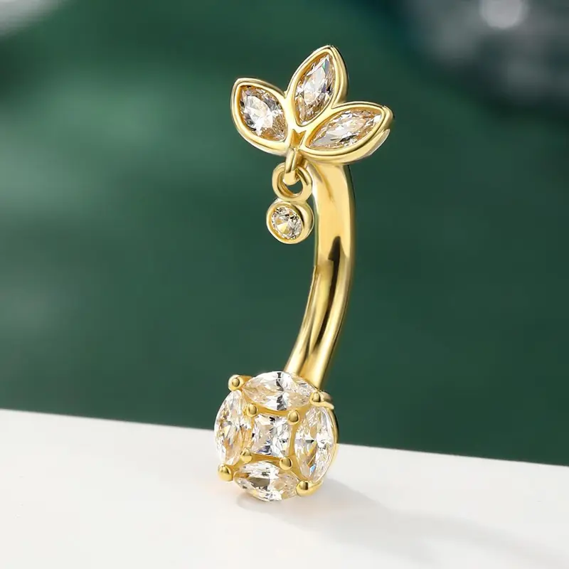 14 Gauge Cute Belly Button Ring for Women, Stainless Steel Navel Piercing Jewelry, 10mm CZ Cubic Zirconia Dazzling CZ Belly Rings Belly Button Piercing, Body Jewellery, Body Piercings