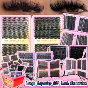 D Curl Fluffy Lash Extension Kit, Large Capacity High Quality DIY Eyelash Extensions for Home Use, Multiple Styles Optional Mixed Lengths Individual Cluster Lashes, Natural Voluminous Reusable High Grade Dramatic Lashes for Beginners