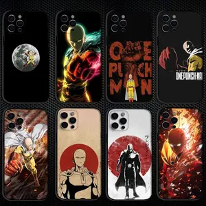 Anime O-One Punch Man Phone Case For IPhone 16,15,14,13,12,11 Plus,Pro Max,XS,X,XR,SE Soft Silicone Black Cover Premium Phone Case Deals For You