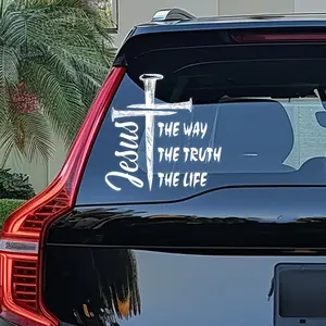 Premium Jesus The Way The Truth The Life Christian Car Decal Sticker - Cross Sticker Jesus Decal, Christian Gift, Vinyl Car Decal for Car Truck Window Laptop Water Bottle