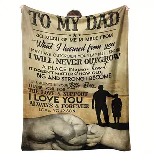 1pc Heartfelt Father-Son Blanket - to My Dad Inspirational Quote, Soft Flannel Throw with Starry Night Design, Perfect Gift for Dad from Son, All-Season Cozy Bedding, Blanket for
