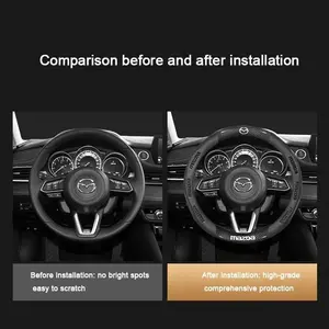 38CM Carbon Fiber Leather Steering Wheel Cover For Mazda 2 3 CX5 CX30 CX8 CX3 Mazda2 6 5 CX9 BT50 Car Accessories