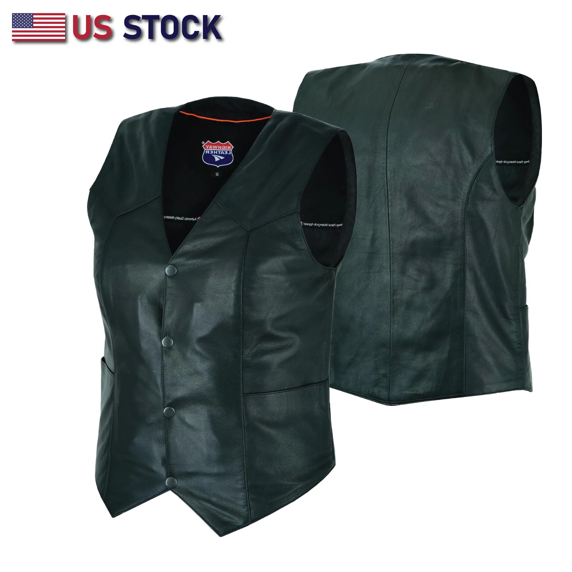 HL14500BLACK Women's Soft Leather Biker Vest - Stylish, Comfortable Basic Womenswear Motorcycle Jacket