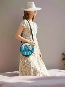 1pc Dolphin in Water Mini Round Crossbody Bag | Mini Round Zippered Handbag, Durable, Elegant Round Design, Ideal for Daily Use & Special Events