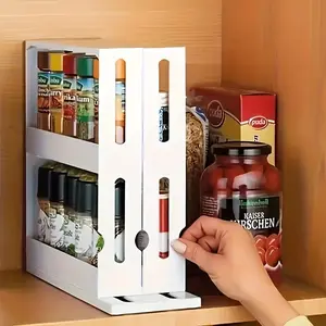 Rotating Kitchen Storage Rack, Convenient Abs Organizer for Countertop Spices, Classification, Cleaning Tools & Miscellaneous Items