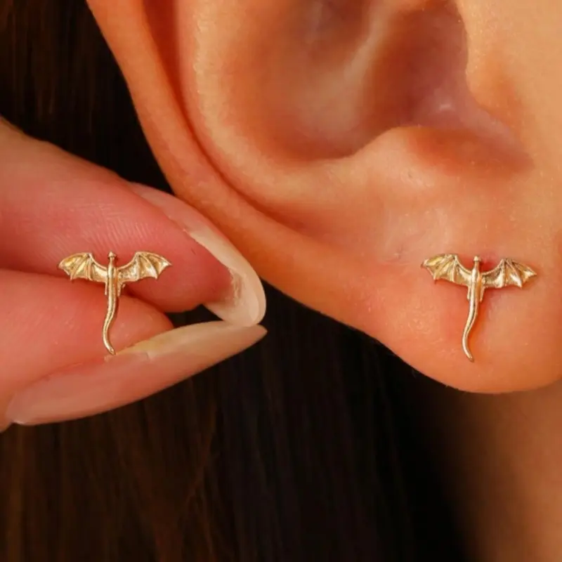 Dragon Design Stud Earrings, Fashionable Jewelry for Women, Daily Clothing Decor, Trendy All-match & Exquisite Jewelry for Birthday Gift, Ear Studs, Ear Accessories