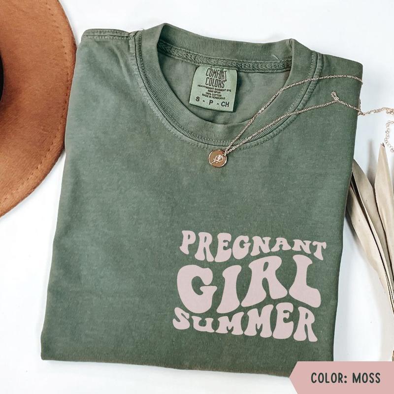 Pregnancy Shirt, Pregnant Girl Summer TShirt, Retro Pregnant Comfort Colors Shirt, Short Sleeve Pregnancy Announcement Reveal T-Shirt, Expecting Mom G Sweatshirt, Hoodie, Comfort Colors