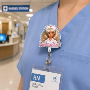 Doll Meme Badge Reels, Funny Face Doll Badge Reel, Coworker Gift for Her, Work ID Badge Clip, Cringe Gift For Nurse