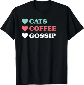100% cotton Unisex Cats Coffee Gossip T-Shirt