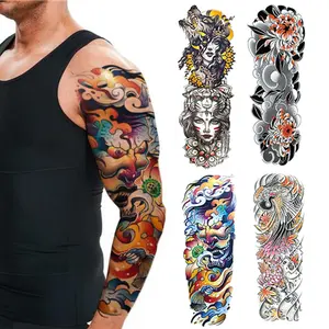 Full Arm Temporary Tattoo Sticker, 4 Counts/set Colorful Flower Pattern Body Art Sticker, Body Art Decoration for Men & Women