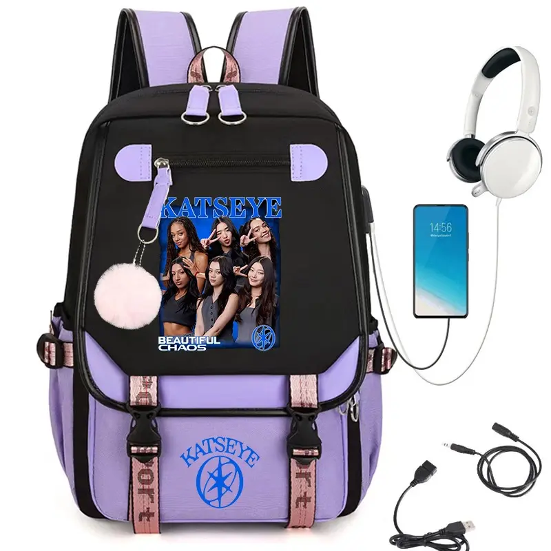 Black Band-Themed Book Sack for Students, 3-Piece Set with Matching Lunch Bag & Pencil Pouch, The Beautiful Chaos Tour Edition