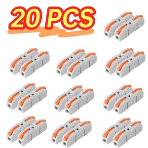 20PCS Lever Wire Connectors, 1 to 1 Inline Assemblable Wire Connector, Electrical Connectors Wire Terminals, Quick Connectors