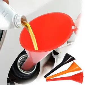 Plastic Oil Funnel Lightweight Anti Overflow Extended Design for Gasoline Water with Storage Hole - 26.5cm Orange/Red/Black