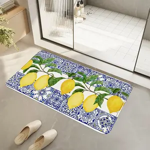 Healing Sicilian Lemon Bathroom Rug, Durable and Wear-Resistant, Soft Flannel Material, Ideal for Kitchen/bathroom/dining Room