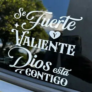 Se Fuerte se Valiente Dios está Contigo,Christian Car Decal | Inspirational Vinyl Sticker | Faith-Based Car Accessory