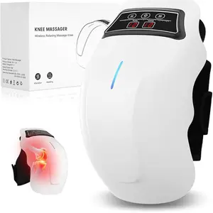 Cordless Knee Massager with Infrared Heat Vibration LED Screen & Red Light Portable Hands-Free Design for Relief