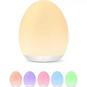Rechargeable Egg Baby Night Light for Kids with 7 Colors Changing Mode Stepless Dimming BPA Free 1h Timer & Touch Control for Nursery Breastfeeding