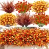TURNMEON 20-Piece Accessories Bundle Artificial Flowers Set - 3-Style UV-Resistant Decorative Fake Mums & Boston Ferns Plants for House Decor, Gifts for Mom, Hairdryer Refresh Compatible