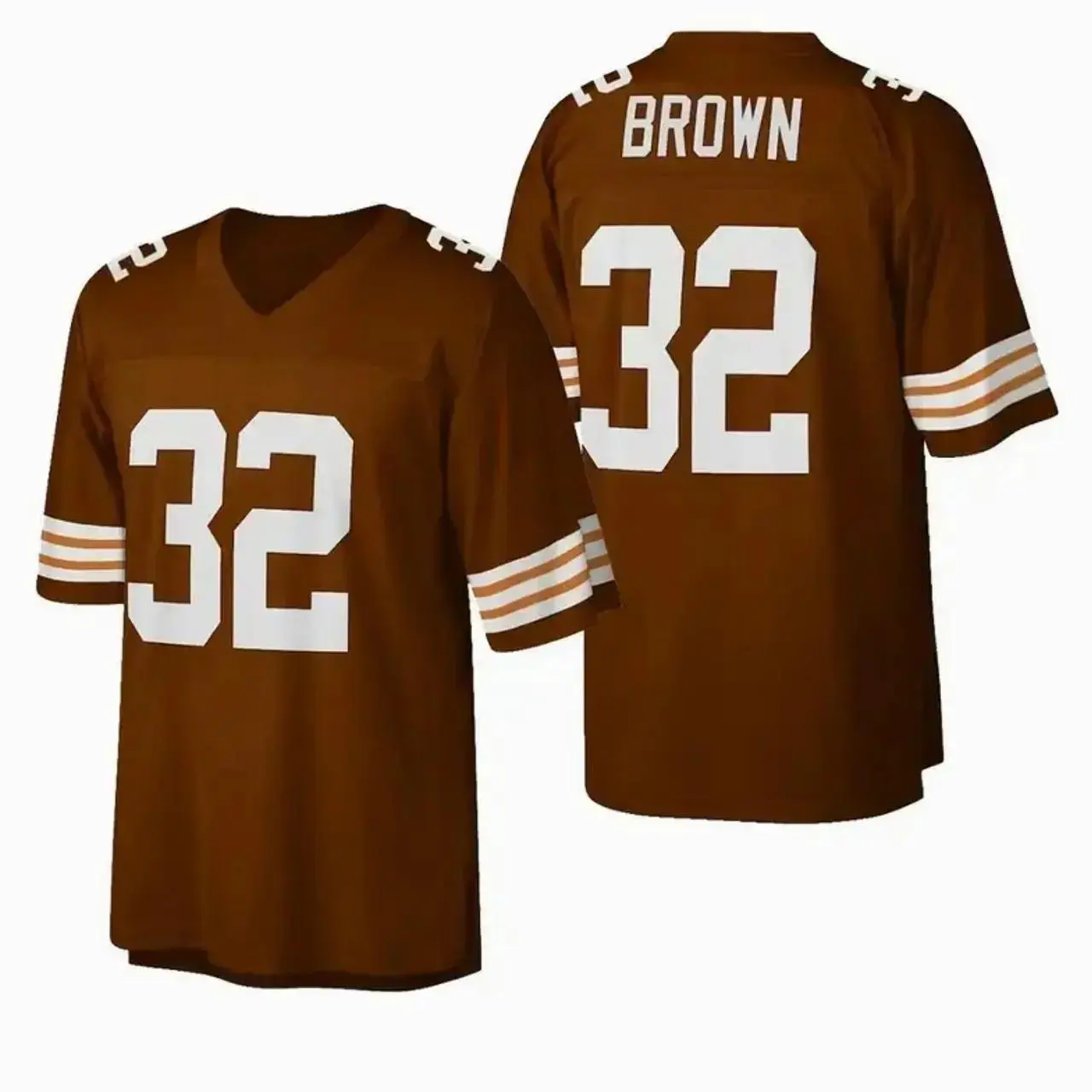 Cleveland Football Jersey #95 #32 #12, Brown Orange Player Style Unisex Fan Shirt, Breathable Game Day Sportswear, Stadium Streetwear & Football Fan Gift for Men Women