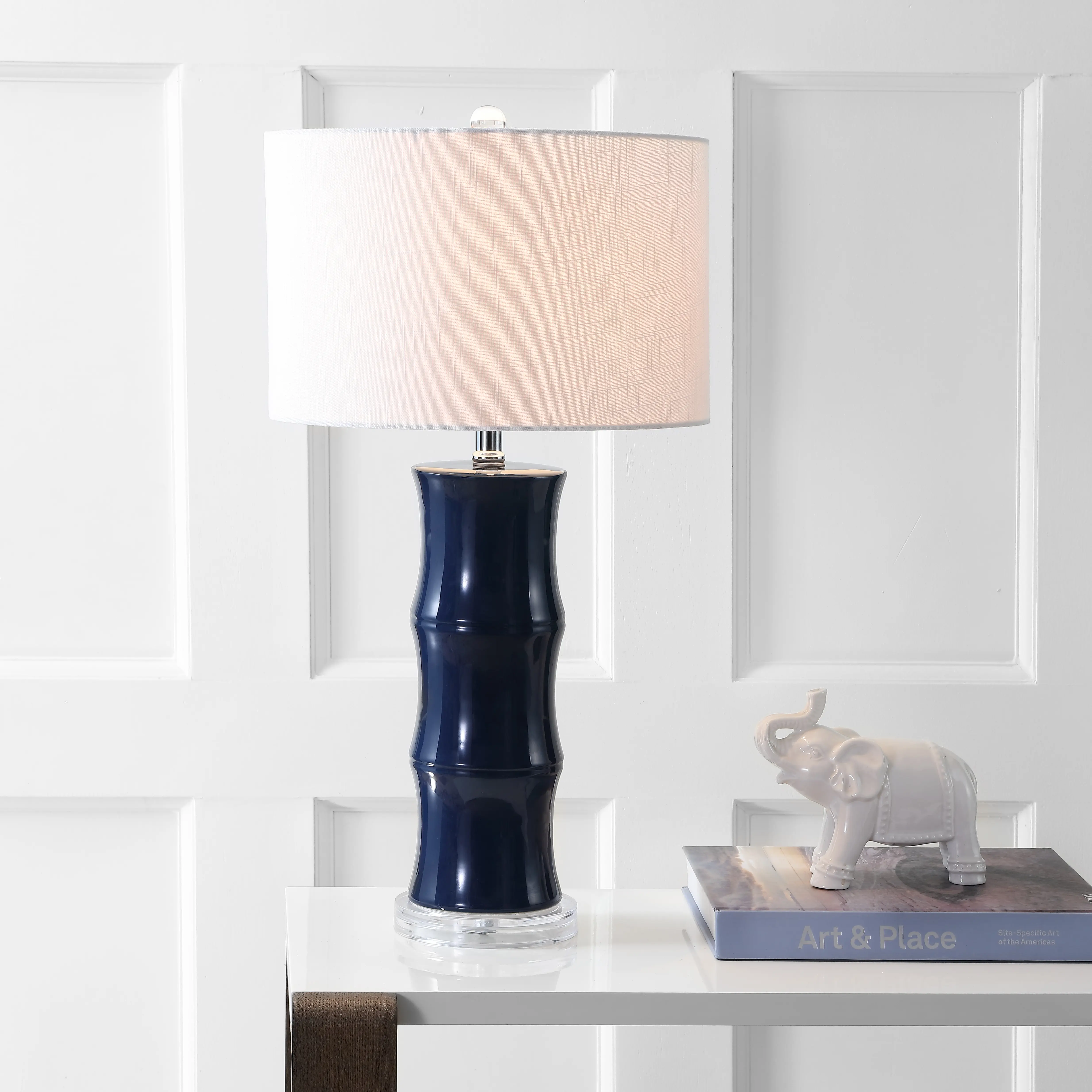 JONATHAN Y Tiki Ceramic LED Table Lamp , for bedroom, living room, foyer, hallways, dining room, dorms