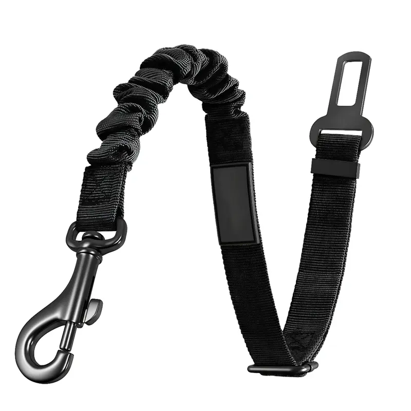 Length-Adjustable Dog Car Seat Belt Leash, Pet Travel Safety Traction Rope with Quick Belt Attach, Secure Hold, Car Interior Accessories for Safe Pup Rides