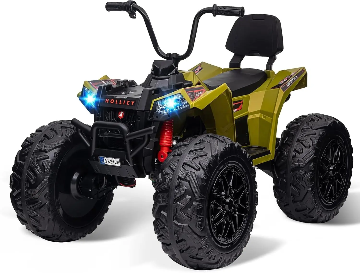ATV for Kids - 24v 4WD Kids Electric ATV | Powerful 4x80w, 2x7AH Battery Long Playtime, Accelerator Handle, EVA Tires, LED Light, Bluetooth Music Player-green