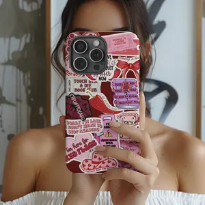Pink and Red Spicy Book Club Case, Bookish Case, Girlfriend Gift Applicable to iP15Promax ip14Pro mobile phone case 12 trendy brand 13 anti-fall cover 14Promax 15Pro cute Plus phonecase Accessories Acrylic casetify