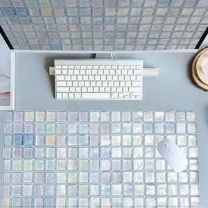 Colorful Mosaic Pattern Mouse Pads Gaming Mouse Pad Extended Mouse Pad Computer Desk Mat with Non - Slip Rubber Base Stitched Edges Surface, Iridescent Design for PC Gamers, Office Workers & Home Use