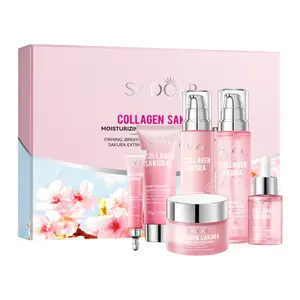 Sakura Collagen Moisturizing Revitalizing Six Piece Set,Skin Care Kits,Brighten Skin Tone,Delicate And Tender Skin,Deep Moisture Repairing,Best Gift