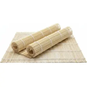 2 Pack Bamboo Sushi Rolling Mat, Sushi Roller Mat for Making Perfect Sushi Roll & Kimbap - Reusable & Beginner Friendly Kitchen Essential (9.5"x9")