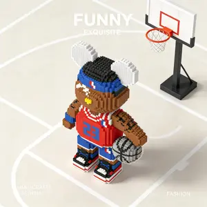 1244pcs Basketball Player Bear Series STEM Building Blocks Toy, Creative DIY Craft Decor, Desk Home Living Room Decoration, Gift Idea, Crafting