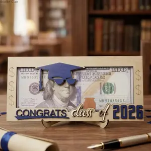 Graduation 2026 Wooden Money Holder Gift Box, Creative Cash Card Holder for Class of 2026 Seniors, Minimalist Engraved Graduation Keepsake Box, Unique Surprise Gift for Graduation Ceremony, Party, Celebration & Memory Storage Gift Idea