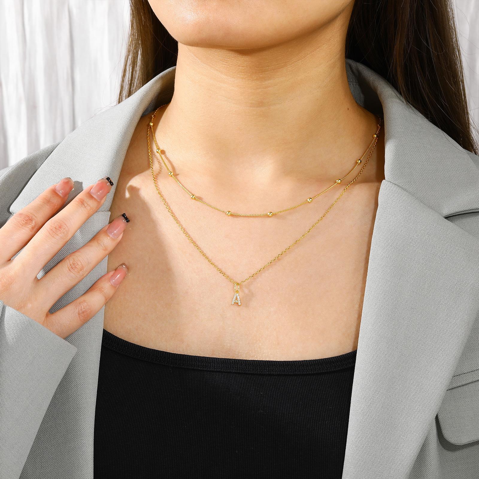 【#P68】 UCCIYO 18K Gold-Plated Minimalist Letter Pendant with Lab-Grown Moissanite S925 Sterling Silver Moissanite Pendant Necklace for Women Men Hip Hop Jewelry Gift