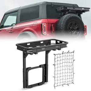 【EYOUHZ】Rear Cargo Basket on OE Tailgate Compatible with 2021 2022 2023 2024 2025 2026 Ford Bronco, Spare Tire Cargo Rack, Luggage Storage Carrier (2/4 Doors, Bolt-On Installation)